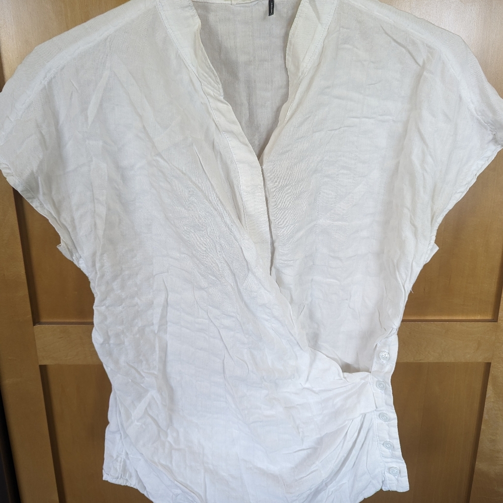 Anthropologie white short sleeve blouse